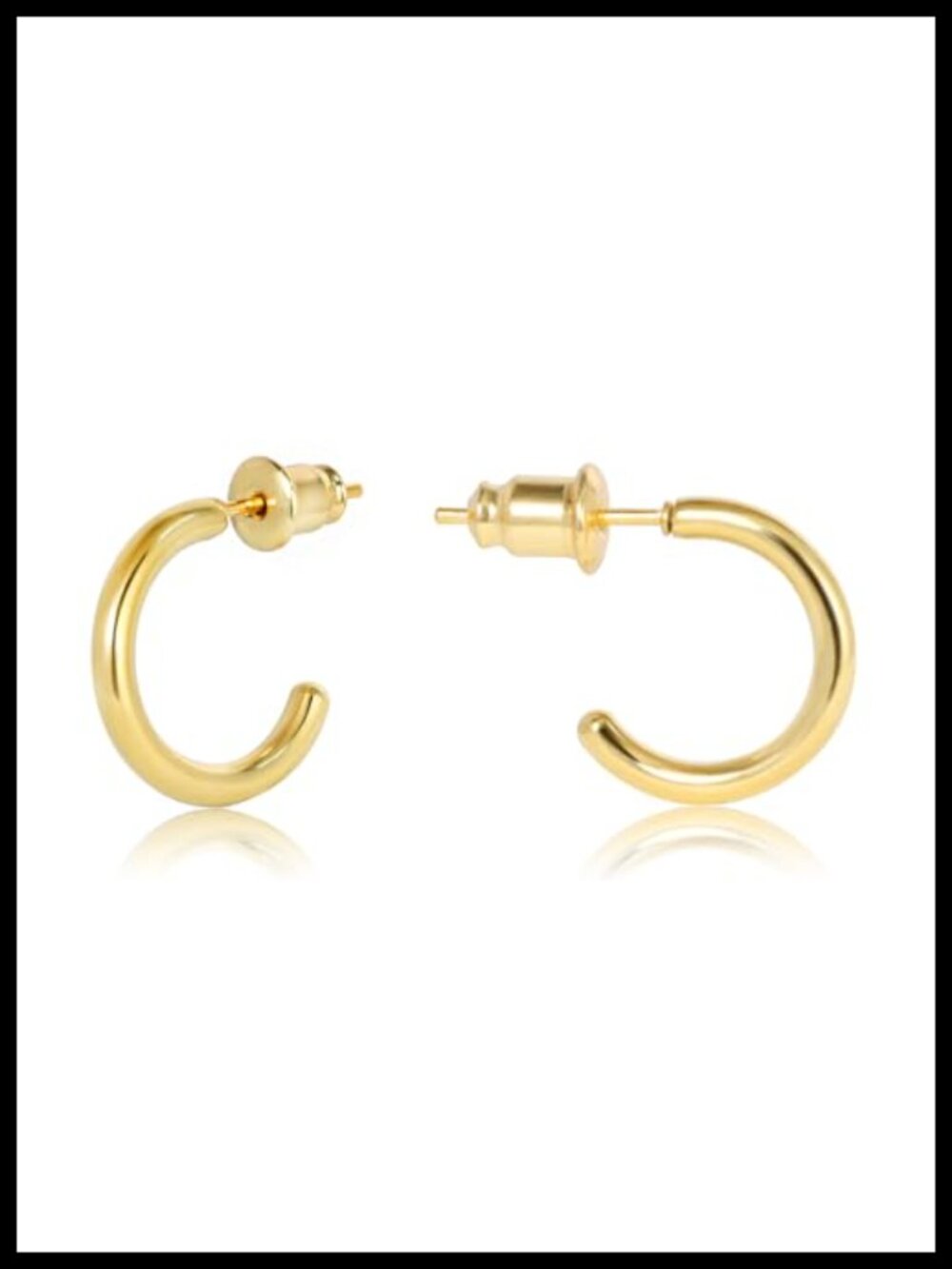 14K Gold Plated Open Huggie Hoop Earrings Hypoallergenic 10mm